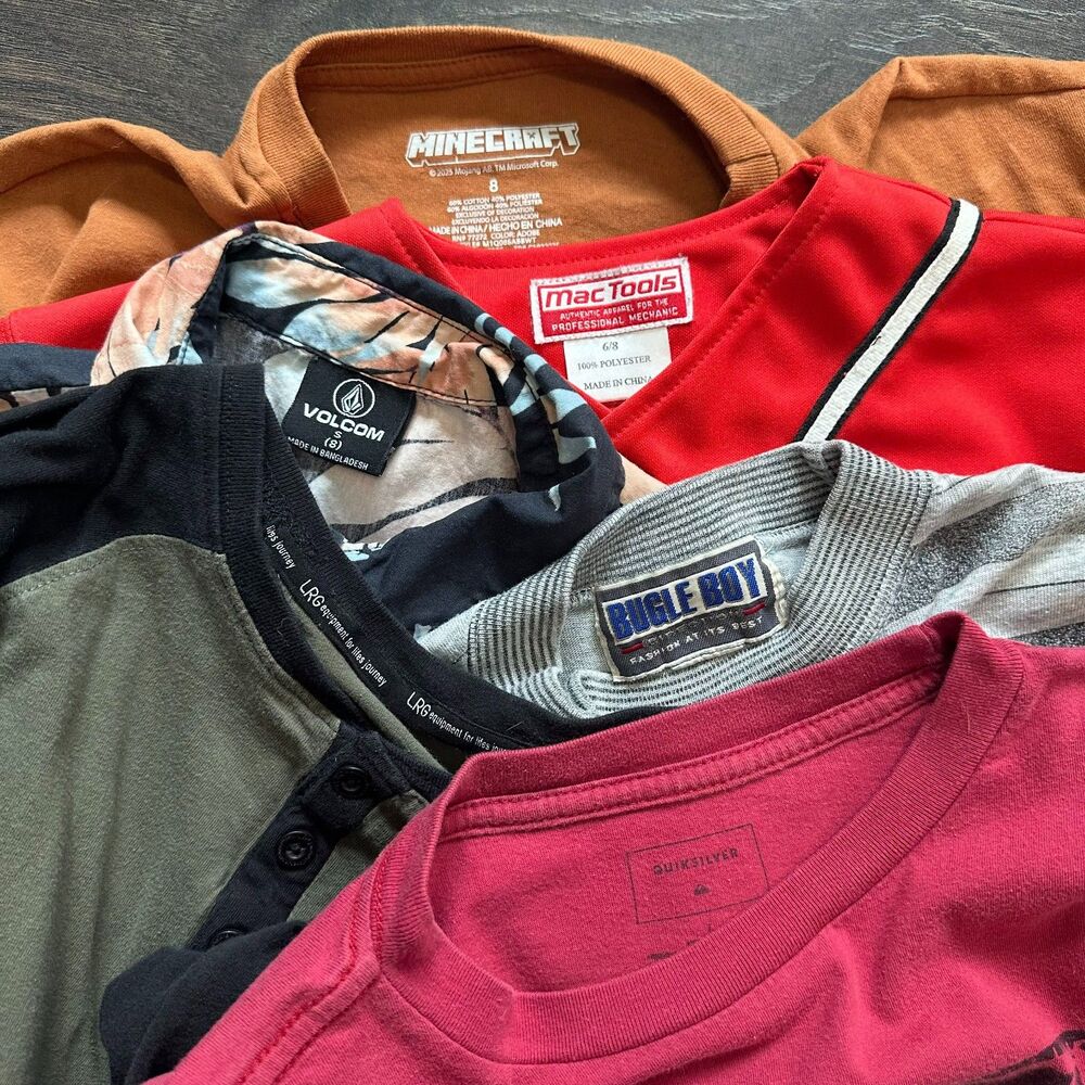 Six-Piece-Bundle Boys Size 7-8 Volcom Minecraft Vintage MAC Tools LRG Quiksilver - Picture 7 of 8